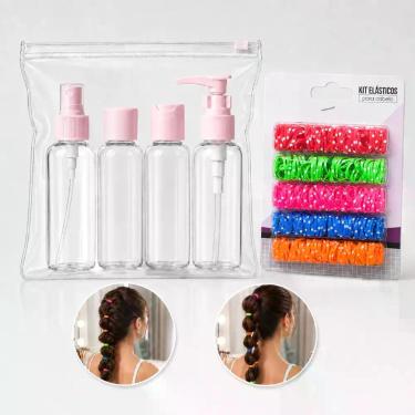 Imagem de Kit Frascos Para Viagem Com Elásticos De Cabelo E Necessaire - Univers
