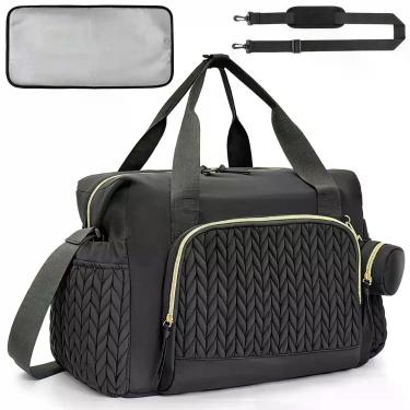 Imagem de Bolsa de Fraldas QualfsTerric 34x17x39cm Preta  Tote Grande