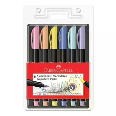 Imagem de Caneta Hidrográfica Supersoft Brush 150706tpsoft 6 Cores Pastel - Faber Castell