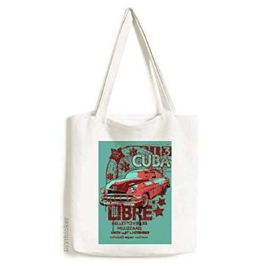 Imagem de Graffiti Street Bolsa de lona com estampa de carro vermelha e verde bolsa de compras casual