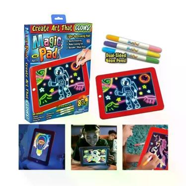 Imagem de Lousa Digital Infantil Grande 24x18cm 3D Com Luz Neon Caneta - Yeet