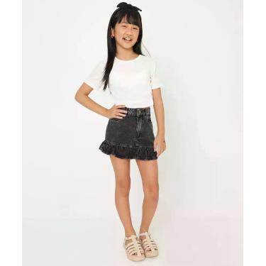 Imagem de Saia Jeans Juvenil Babado Marisa Tam 10 a 16 Preto-77087, 12, Preto