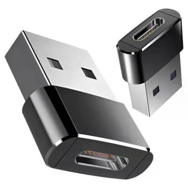 Imagem de Adaptador Plug Usb 3.1 Tipo C Fêmea X Usb 2.0 Macho Otg Cor Preto