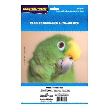 Imagem de Papel Fotográfico Glossy Auto Adesivo 115g A4 - 20 Folhas - Sem marca