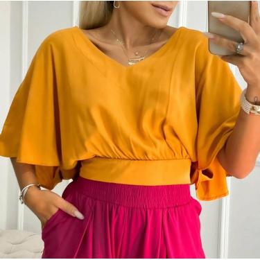 Imagem de Blusa de viscolinho tamanho M - Disponível Cor azul e lilás - Novo est