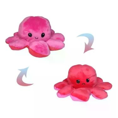 Imagem de Pelúcia Polvo Humor Bipolar Reversível Vermelho E Rosa