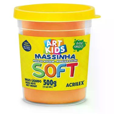 Imagem de Massinha para Modelar Acrilex Soft com Textura Super Macia e Aroma Agradável Pote 500G Laranja
