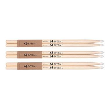 Imagem de promark Baquetas de bateria LA Specials – Baquetas 5B – Conjunto de baquetas para bateria acústica ou eletrônica – Ponta oval de nylon – Baquetas de bateria de nogueira – Peso e tom consistentes – 3