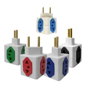 Imagem de Adaptador para tomada Pino Cubo Colorido Benjamin 4 Saídas 10A e 20A (KIT COM 5 UN), IBMKIDS