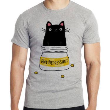 Imagem de Camiseta Gatinho antidepressivo Blusa criança infantil juvenil adulto 