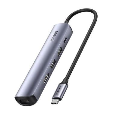 Imagem de Adaptador Multiportas Usb C U.green 5 em 1 Hdmi 4k 30Hz Carregamento Rápido Pd 100W 3 Portas Usb 3.0 Porta Rj45 Internet 1000Mbs Velocidade de Dados de até 5 Gbps / No Brasil