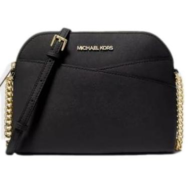 Imagem de Michael Michael Kors Bolsa feminina de couro transversal de viagem Jet Set média (preto dourado)