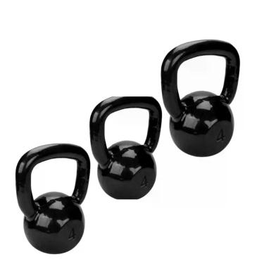 Imagem de 03 Kettlebell Emborrachado 4kg Academia exercício funcional Funcional 