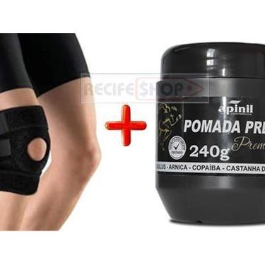 Imagem de Pomada Preta Pote 250g + Joelheira Neoprene Ajustavel Preta - Apinil