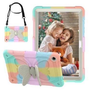 Imagem de Capa infantil para Galaxy Tab A11+ A9+ Plus de 11 polegadas, linda borboleta à prova de choque, alça de ombro com suporte para crianças para Samsung Galaxy Tab A11+ 2025/A9+ 11 polegadas 2023 SM-X210