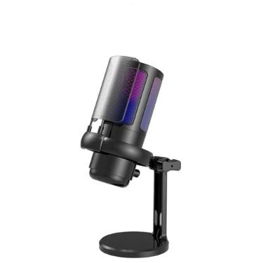 Imagem de Microfone Gamer Condensador Profissional De Mesa Led Rgb Fire Phoenix Bk-805 Plus Preto