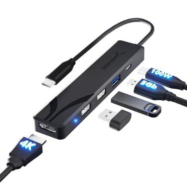 Imagem de Hub Sabrent USB Tipo-C multiportas com HDMI 4k | Fornecimento de energia (60 Watts) | 1 entrada USB 3.0 | 2 entrada USB 2.0 (HB-TC5P)
