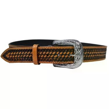 Imagem de Cinto De Couro Country Masculino Balaiado Reto Caramelo Dawson, Marrom