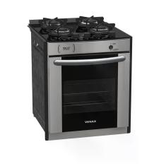 Fogão a Gás Embutir Gaudí Prisma Vítreo 4Q Inox GLP Venax, Inox, Bivol