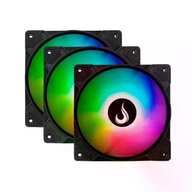 Imagem de Kit Com 3 Ventoinhas Rise Mode X Led Rainbow 120mm Preto RM-XLD-01-RBW