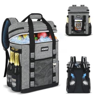 Imagem de INSMEER Bolsa Térmica Grande 60 Latas À Prova de Vazamentos, Mantém Frio por 12h e Quente por 8h, Mochila Térmica com Múltiplos Bolsos, Ideal para Praia, Camping, Piquenique e Viagens