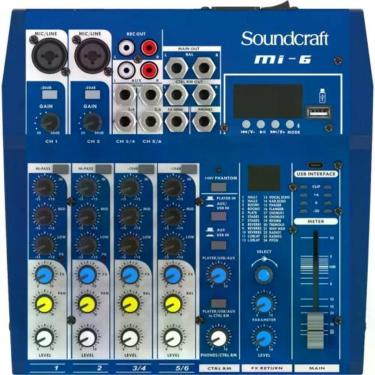Imagem de Mesa de Som Mi-6 com 6 Canais USB Bluetooth MP3 Player para Pequenas Produções e Igrejas Soundcraft