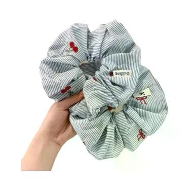 Imagem de Elásticos De Cabelo Com Laço Vermelho E Listras Azuis, 2 Peças, Acessó