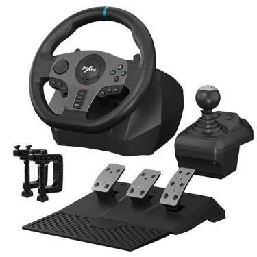 Imagem de PXN V9 Gaming Racing Wheel pc Steering Wheel With Pedals and Shifter 270/900° Dual-Motor Feedback Driving gaming Racing Wheel for PC,PS4,PS3,Xbox One, Xbox Series X/S,N-Switch