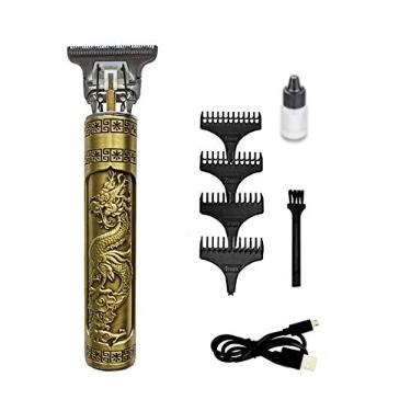 Imagem de Máquina de Cortar Cabelo Profissional Barba Pezinho Personalizada Com Limitador de Lamina Ajustável Recarregável 4 Pentes Óleo Escovinha Kit Conjunto Aparador Acabamento Metal Buda Barbeiro Dragão Pirata PREMIUM ONYK (DRAGÂO)