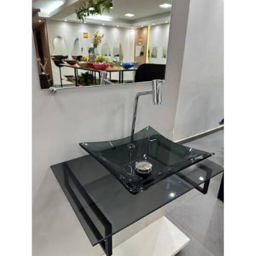 Imagem de Gabinete De Vidro Banheiro Tampo Lavatório Pia 40x40cm 50x40cm 60x40cm (FUME,40X40)