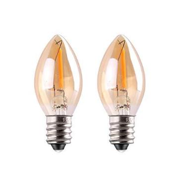 Imagem de Sphoon Lâmpada noturna LED C7, base de vela Edison clássica E12, lâmpada de filamento LED de 0,5 watts, lâmpada de substituição de luz de sinalização, equivalente a 4W 5W, vidro âmbar branco ultra