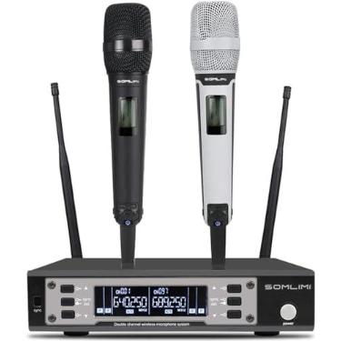 Imagem de SOMLIMI original EW135G4 Sem Fio Microfone Profissional para Cantares Performances dePalco Karaoke Conferenciada lgreja Palestra (Preto e branco)