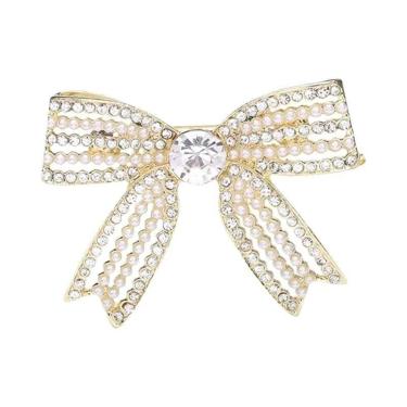 Imagem de Broche De Laço Com Pérolas E Strass Para Mulheres, Acessório De Joias 