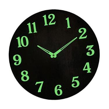 Imagem de gazechimp Relógio de parede luminoso a decorativo sem - 12''/30 cm silencioso moderno na madeira para a parede do dormitório, estilo a