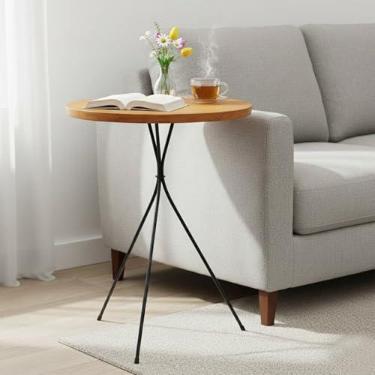 Imagem de Mesa Lateral Redonda Bistrô Mesinha apoio Sofá Decoração 45 x 45cm