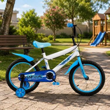 Imagem de Bicicleta Infantil Aro 16 Branca com Rodinhas Auxiliares Removíveis -