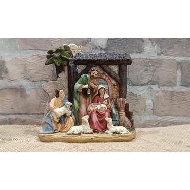 Imagem de Presépio de Natal Sagrada Familia Resina Decorativo 15cm - Zona Livre
