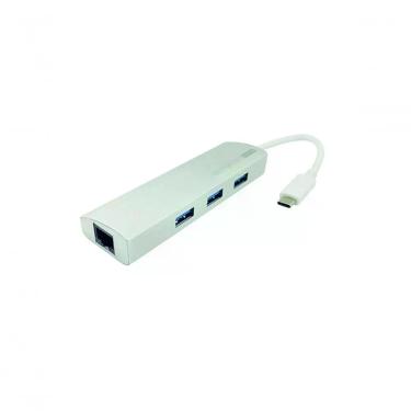 Imagem de Cabo Adaptador Usb C Macho 3 X Usb 3.0 X Rj45 Femea