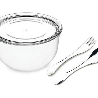 Imagem de Kit Infantil Pote Acrílico Com Tampa + Colher E Garfo Inox Inox - Zane