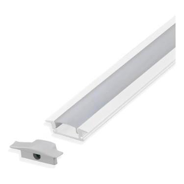 Imagem de Perfil De Led Embutir Slim 1 Metro Aluminio Para Marcenaria (Branco)