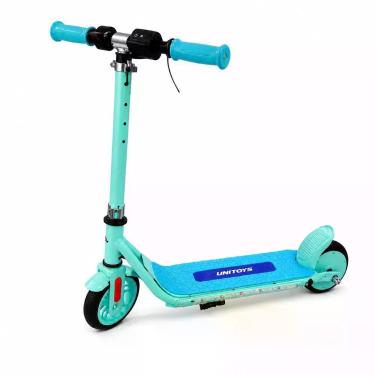 Imagem de Patinete Elétrico Infantil Azul 150W 60kg Antiderrapante Dobrável com LED