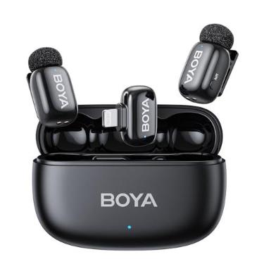 Imagem de BOYA Mini-15 Microfone sem fio para iPhone 11/12/13/14 com Lightning certificada MFi, cancelamento de ruído, microfone para iPhone para gravação de vídeo