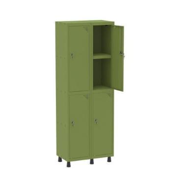 Imagem de Armário Locker 2 Colunas, 4 Portas com Prateleira Central Duas Chaves 