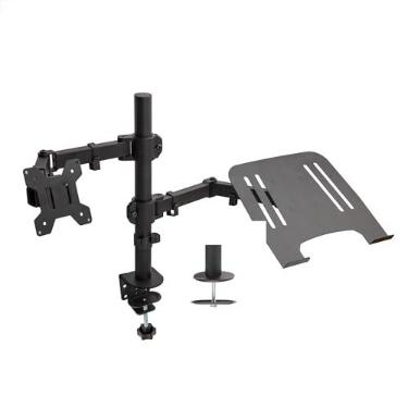 Imagem de Suporte de mesa Duplo Articulado Ajustável para Notebook e Monitor até 32" Aço Mori