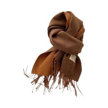 Imagem de Cachecol De Cashmere Dupla Face Quente Com Franjas Em Diferentes Cores