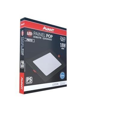 Imagem de Painel Led Luminária Plafon de Embutir 22cm, 18w, 6500k-Luz branca, bivolt, Avant