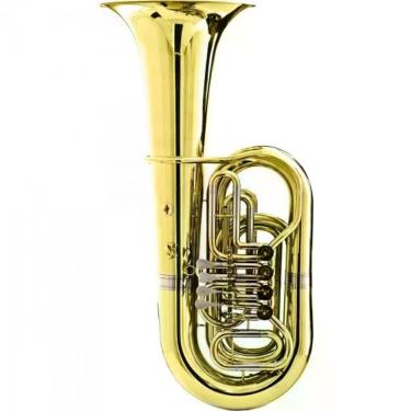 Imagem de Tuba HBB-200L Afinação Bb 4-4 com 4 Rotores Ação Frontal Acabamento Laqueado Dourado Harmonics