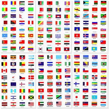 Imagem de YACAISI 384 adesivos de bandeira do mundo, adesivos de bandeira de país multicoloridos de PVC à prova d'água, 192 estilos, ideal para planejador escolar, álbum de recortes, diário