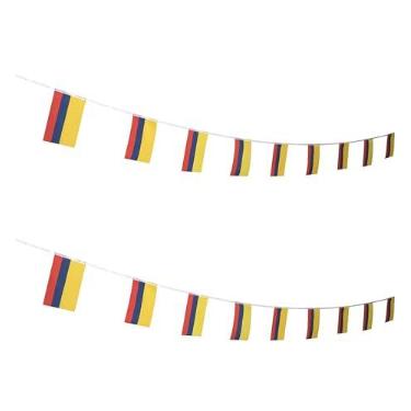 Imagem de Bandeira colombiana colombiana de faixa, 5,9 m 20 mini bandeiras, 14,5 x 8,2 polegadas, decoração de festa interna e externa.