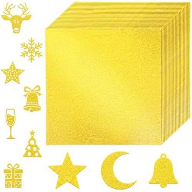 Imagem de 50 folhas 30,5 cm x 30,5 cm papel cartolina glitter 300 g/m2 (49,9 kg) sem galpão cartolina pesada glitter para artesanato brilhante para fazer cartões, projetos de arte faça você mesmo, álbum de